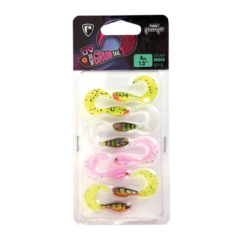 Fox Rage Micro Grub Tail UV Mixed Colour Pack / 4 cm sur brochetperche.fr