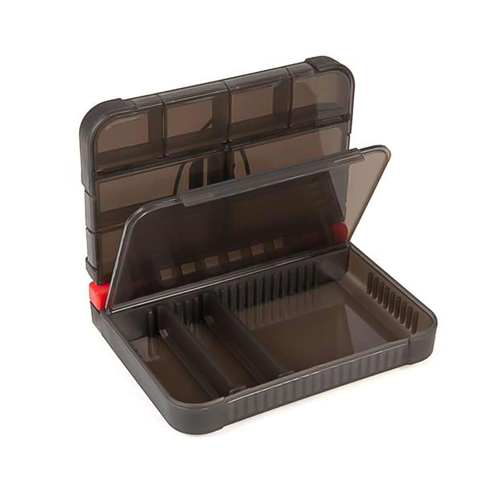 Fox-Rage-Accessory-Box-Medium-full- compartment-Aufgeklappt-Offene-Kammer