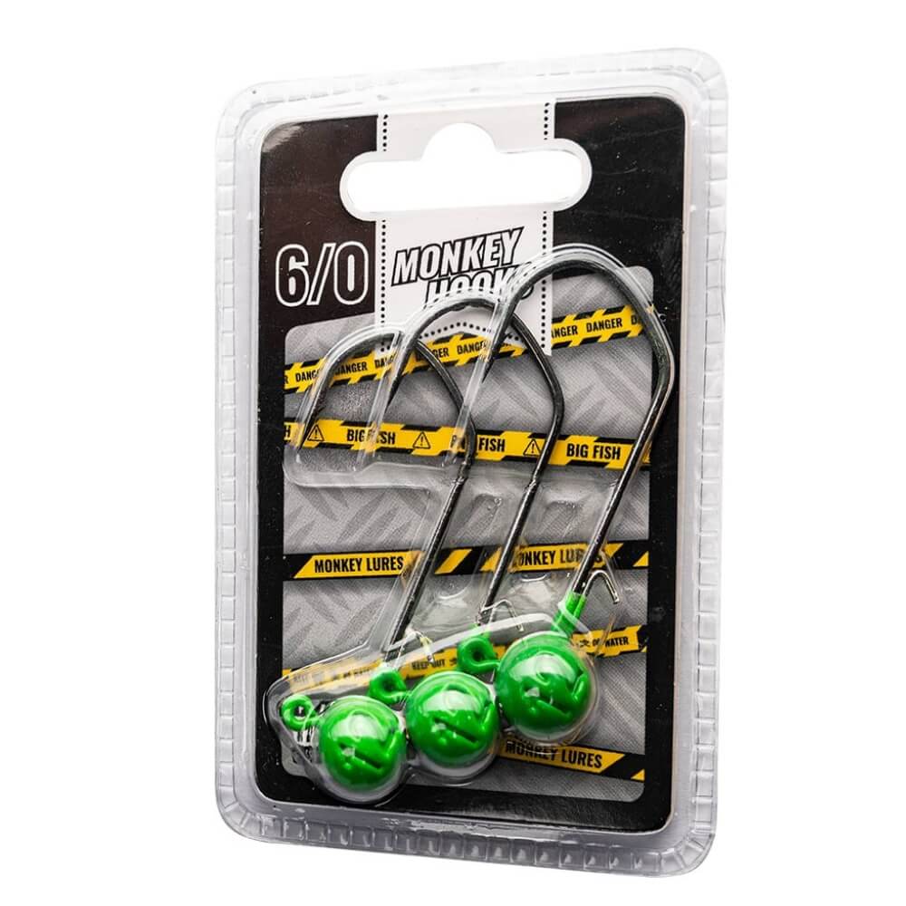 Monkey Lures Monkey Hooks 6/0 Green Verpackung